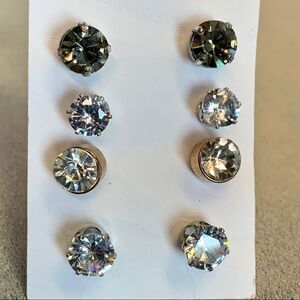 Silver gold tone Crystal Rhinestone stud earrings